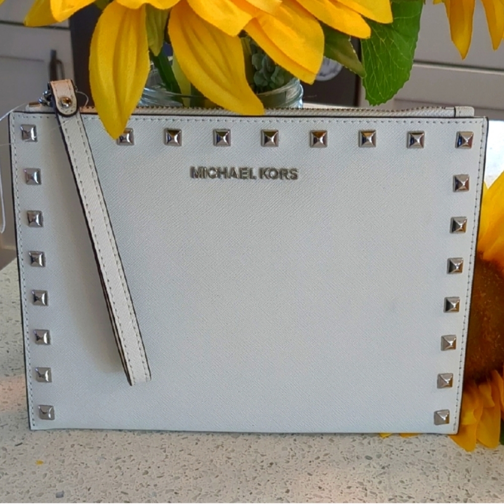 Michael Kors White Studded Wristlet